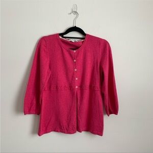 Boden Womens 12 Button Up Cotton Blend Pink Cardigan Barbiecore Office Career